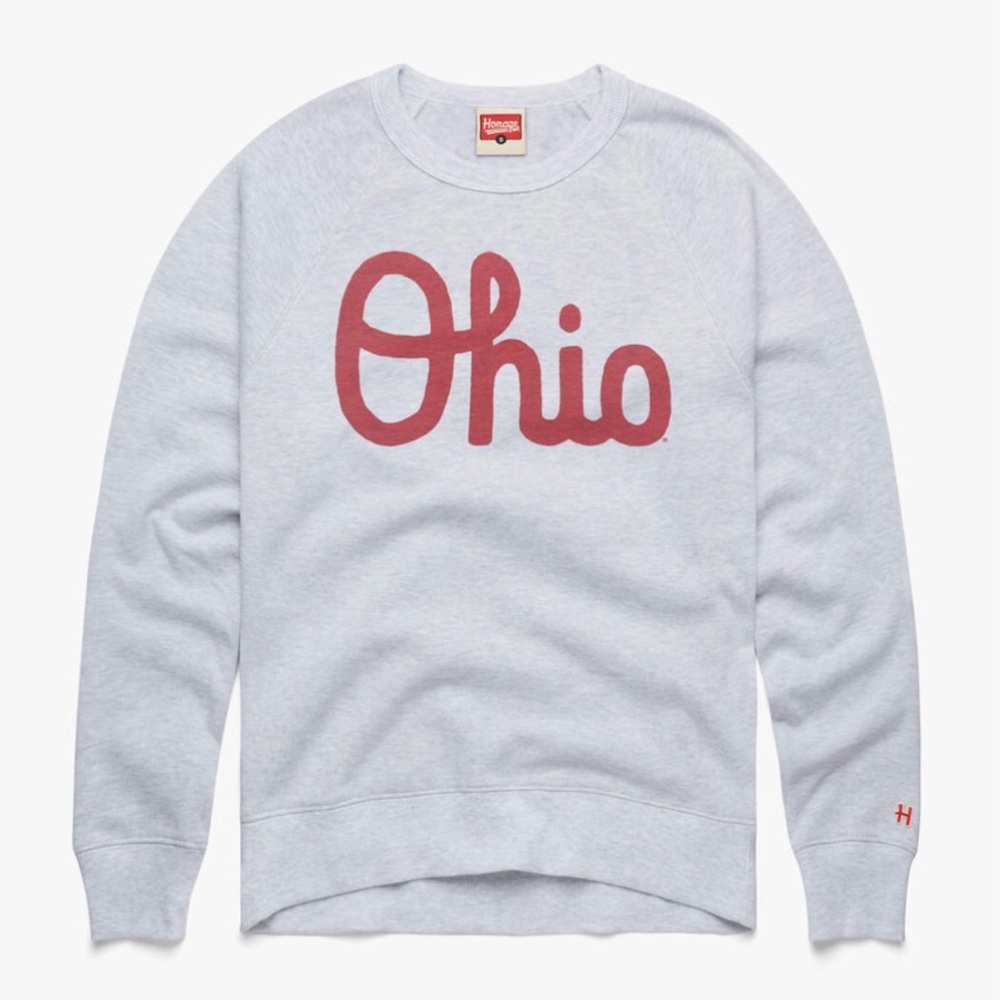 HOMAGE Light Gray Crewneck Sweatshirt with Red "Ohio" Script